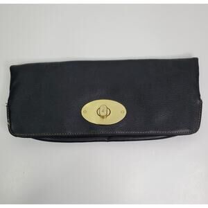 Faux leather clutch pouch twist lock closure with zippered inner pouch